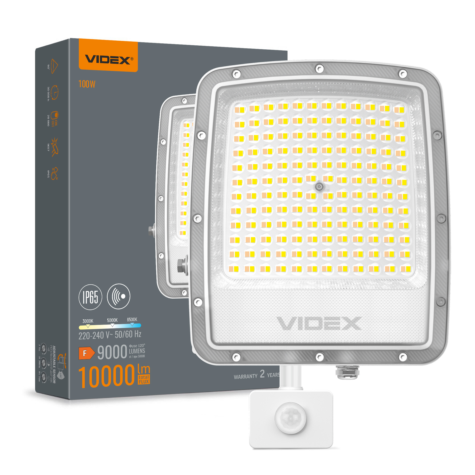 d6307779-6341-11f1-852a-78e7d1920002.jpeg LED прожектор VIDEX F5 100W 3000-5000-6500K з датчиком руху 230V White (VL-F5-100CW-S) - Зображення 1