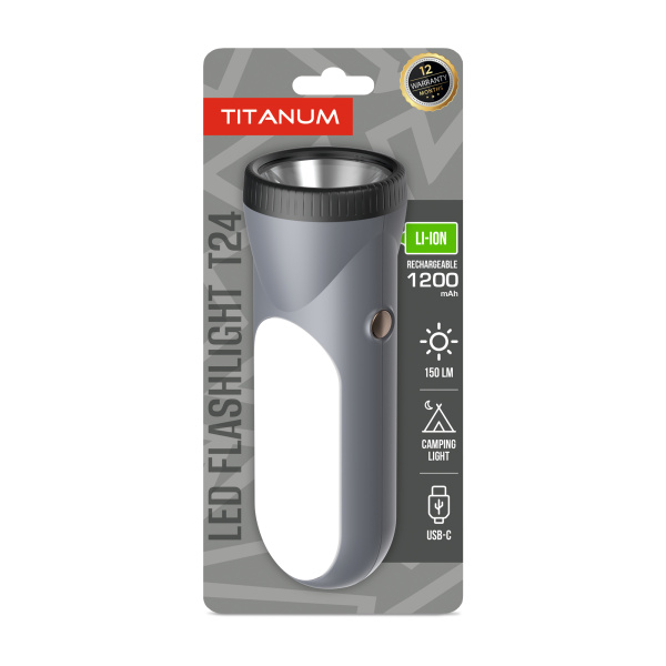 Портативний світлодіодний ліхтарик TITANUM TLF-T24 150Lm Gray