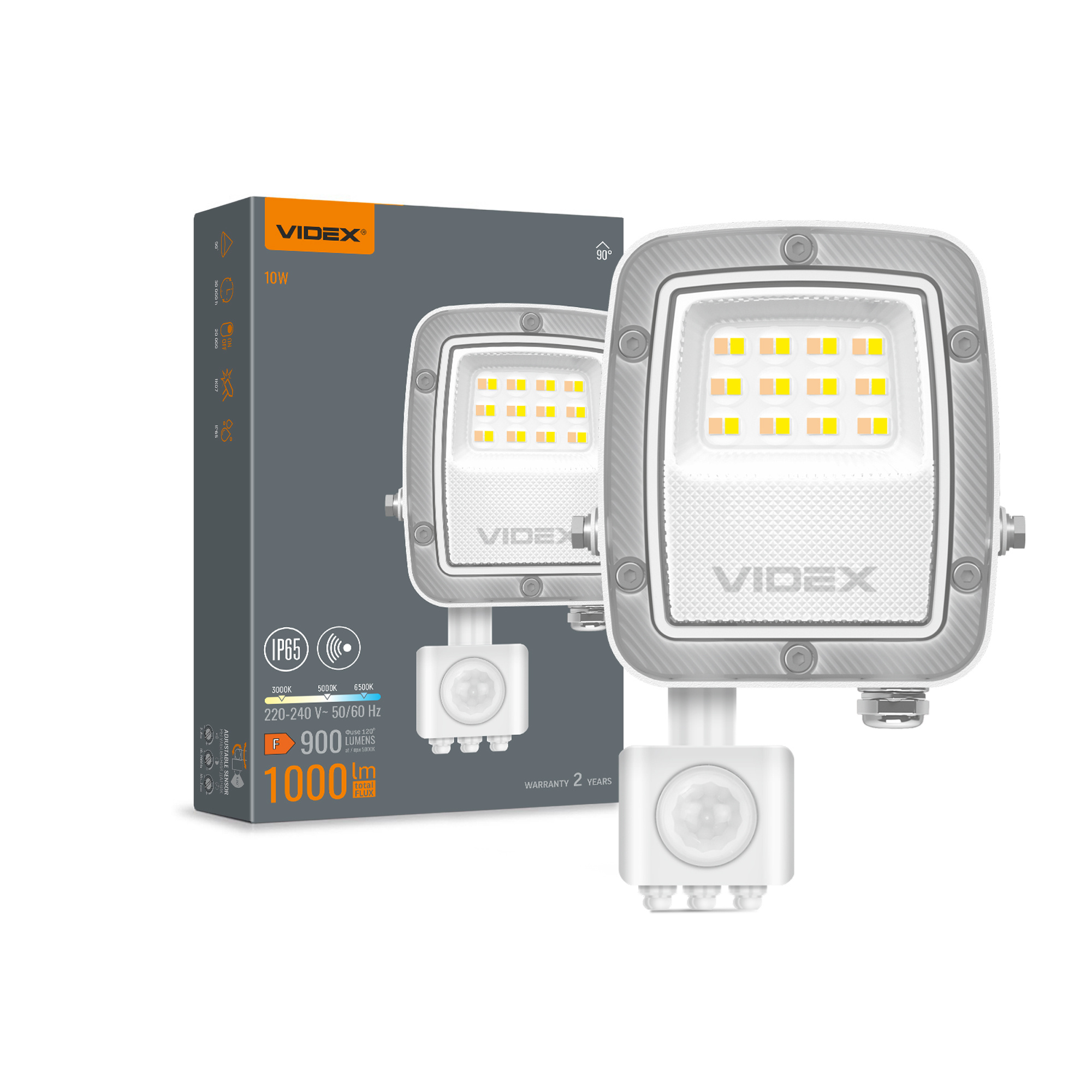 eb201dce-6341-11f1-852a-78e7d1920002.jpeg LED прожектор VIDEX F5 10W 3000-5000-6500K з датчиком руху 230V White (VL-F5-010CW-S) - Зображення 1